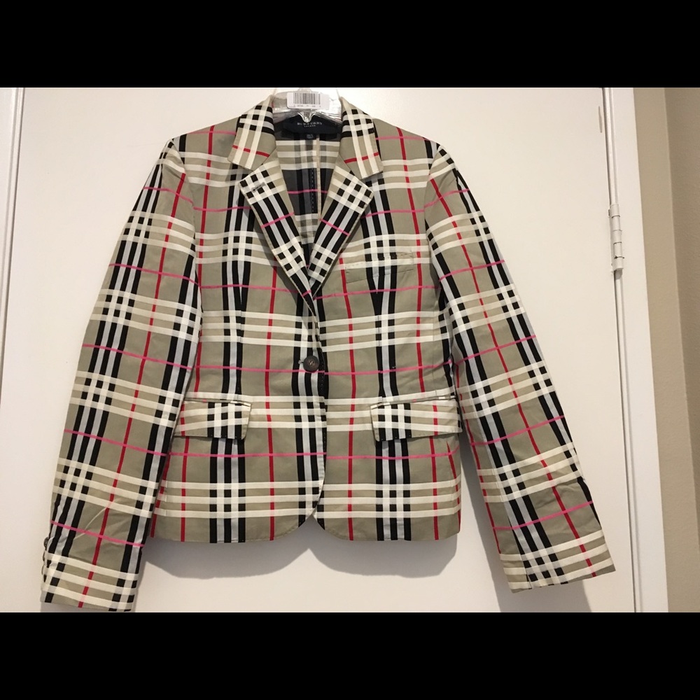 Burberry Beige Plaid Blazer